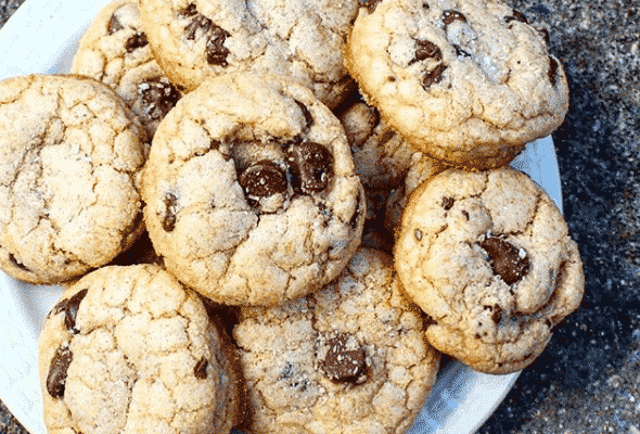 Whole-wheat sea salt chocolate chip cookies  (made with coconut oil; easily made dairy free)