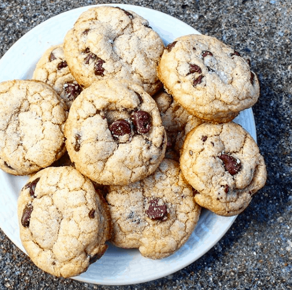 Whole-wheat sea salt chocolate chip cookies  (made with coconut oil; easily made dairy free)